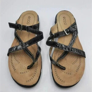 ECCO light 8-8.5 Black Strappy‎ Sandals Womens 39